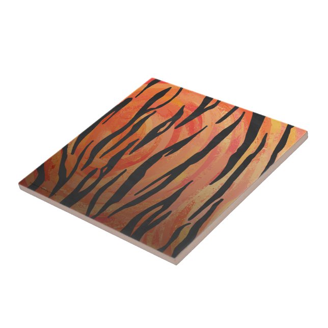 Tiger Hot orange and Black Print Tile (Side)