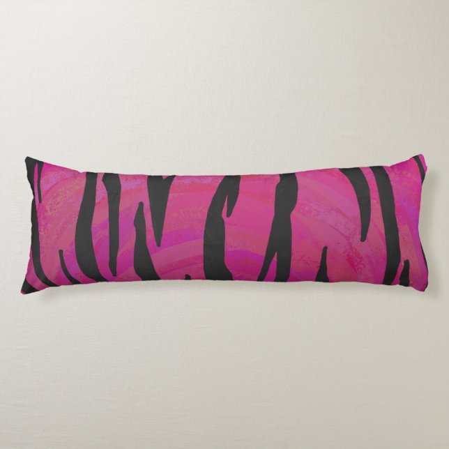 Tiger Hot Pink and Black Print Body Pillow (Front)