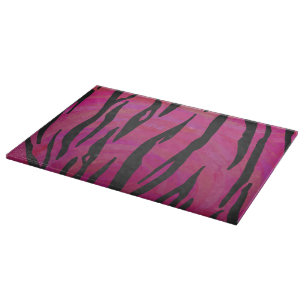Tiger Hot Pink and Black Print Cutting Board