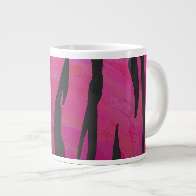 Tiger Hot Pink and Black Print Large Coffee Mug (Front Right)