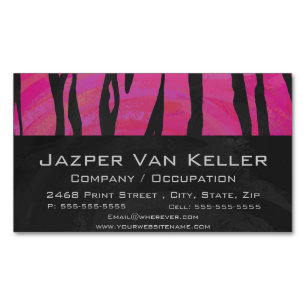 Tiger Hot Pink and Black Print Magnetic Business Card