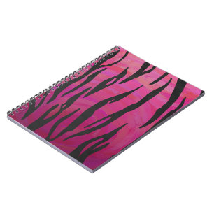 Tiger Hot Pink and Black Print Notebook