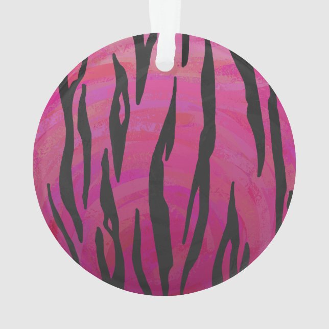 Tiger Hot Pink and Black Print Ornament (Back)