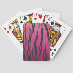 Tiger Hot Pink and Black Print Playing Cards