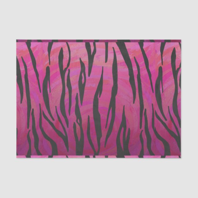 Tiger Hot Pink and Black Print Tissue Paper (Front)