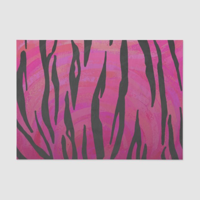 Tiger Hot Pink and Black Print Tissue Paper (Front)