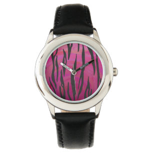 Tiger Hot Pink and Black Print Watch