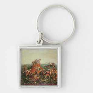 Tiger Hunt, 1892 (oil on canvas) Keychain