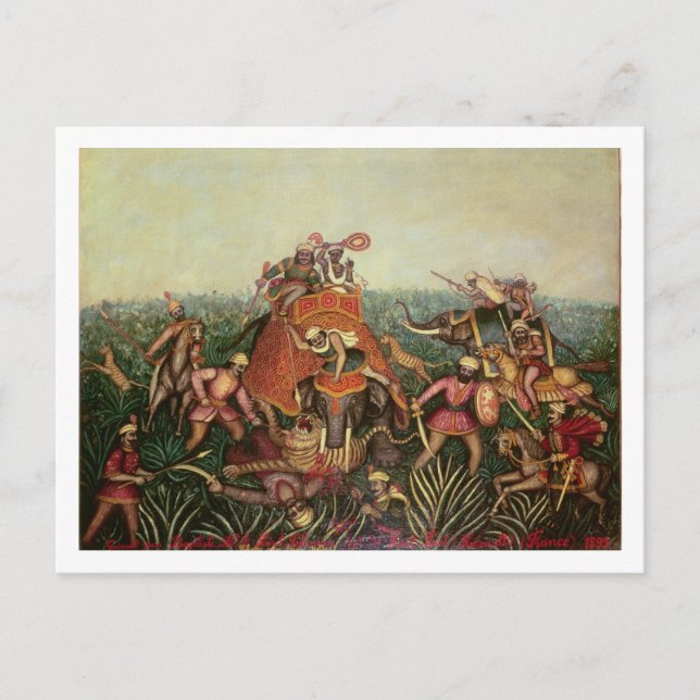 Tiger Hunt, 1892 (oil on canvas) Postcard (Front)