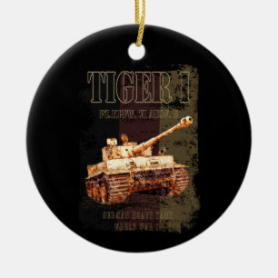 Tiger I German Heavy Tank WWII with Germany Flag Ceramic Ornament