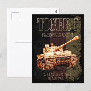 Tiger I German Heavy Tank WWII with Germany Flag Postcard