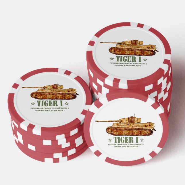 Tiger I World War Two German Heavy Tank Panzer WW2 Poker Chips (Stack)