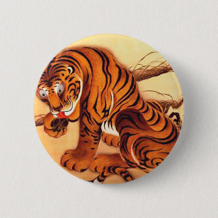 Tiger Illustration by Ito Jakuchu 2 Inch Round Button