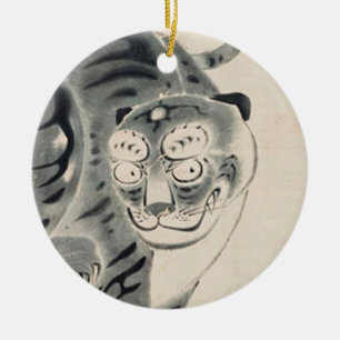 Tiger Illustration by Ito Jakuchu Ceramic Ornament