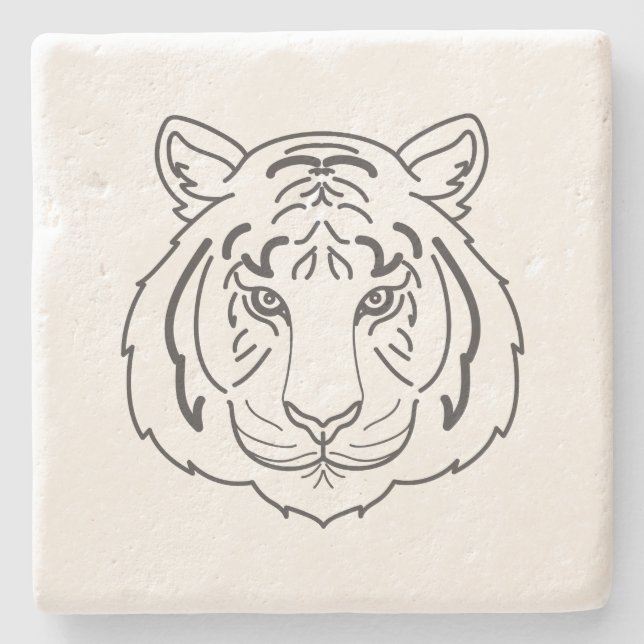 Tiger Illustration Stone Coaster (Front)
