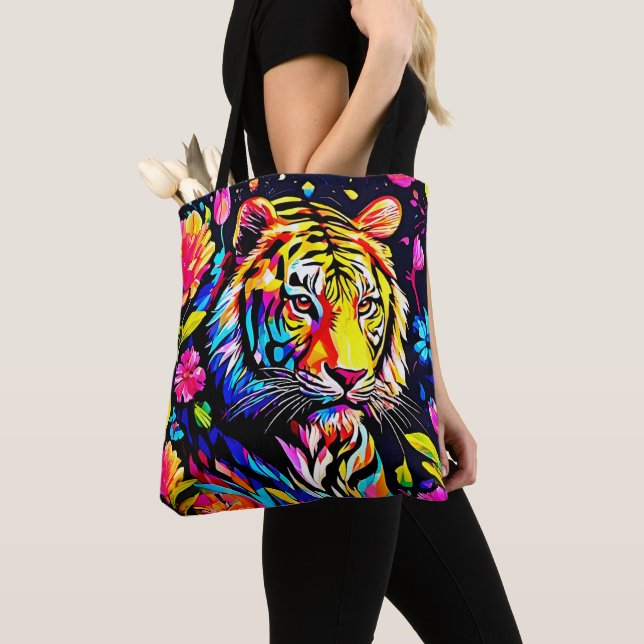Tiger in a Floral Dream Tote Bag (Close Up)