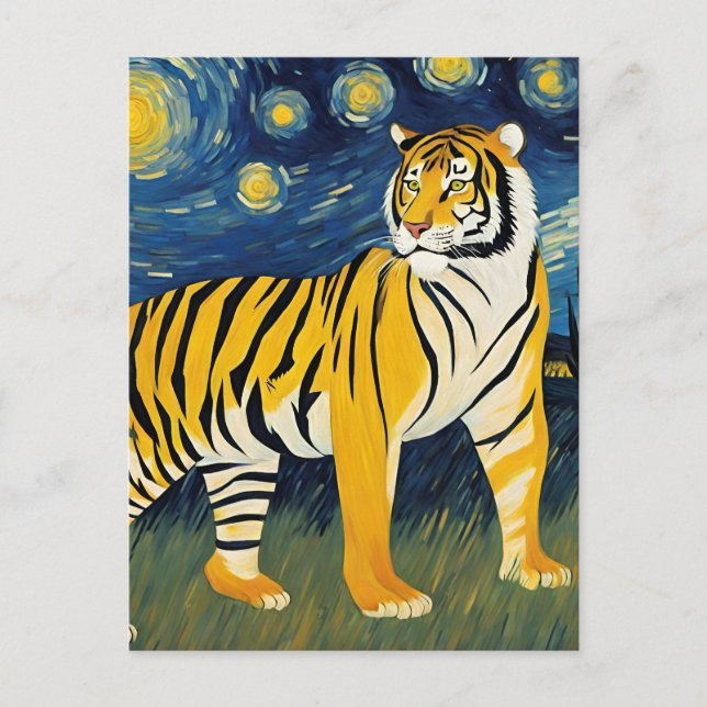 Tiger in a starry night  postcard (Front)