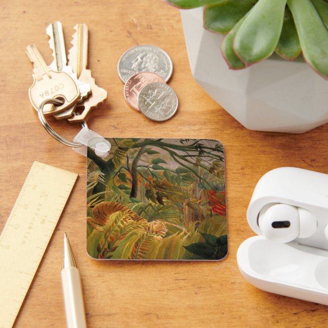 Tiger in a Tropical Storm by Henri Rousseau Keychain (Desk)