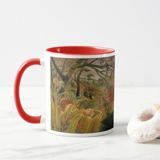Tiger in a Tropical Storm by Henri Rousseau Mug (With Donut)