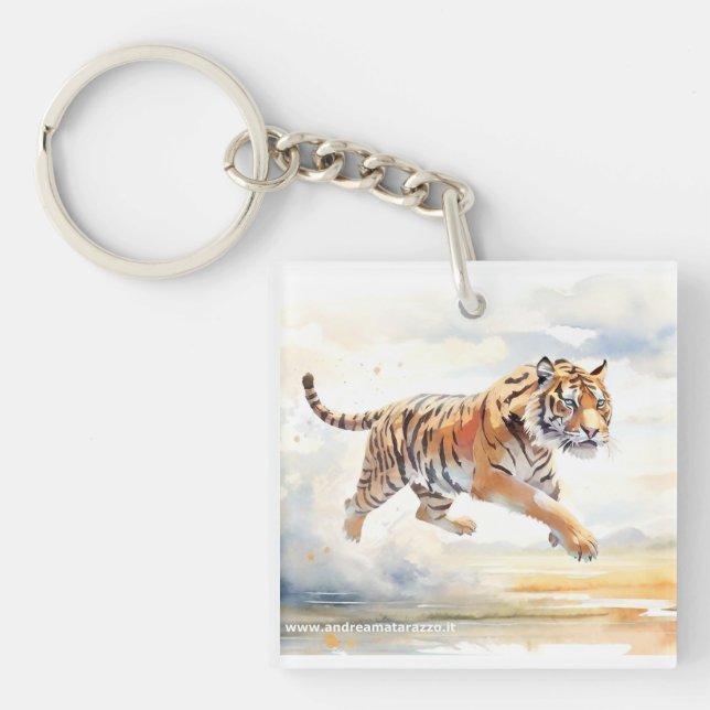 Tiger in Action Keychain (Front)