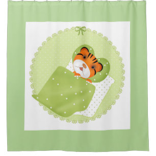 Tiger in bed illustration kids childish print