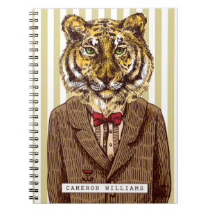 Tiger In Evening Wear Add Your Name Notebook