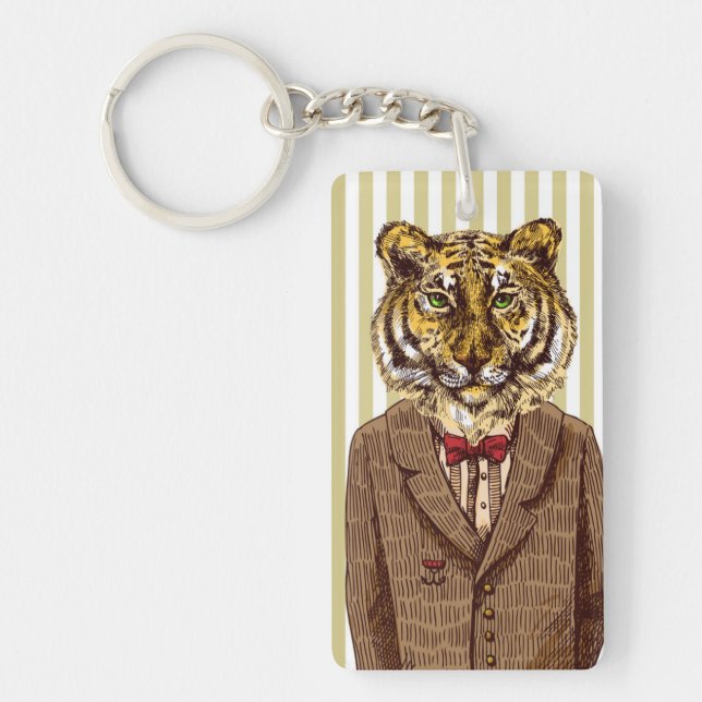 Tiger In Evening Wear Keychain (Front)