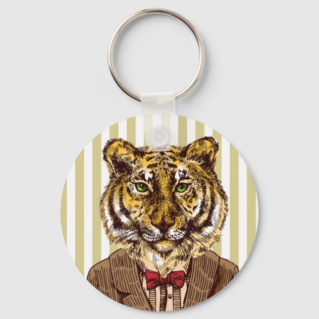 Tiger In Evening Wear Keychain (Front)