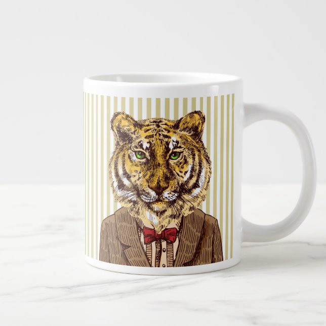 Tiger In Evening Wear Large Coffee Mug (Right)