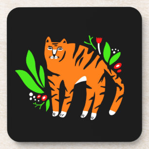 Tiger in flowers coaster