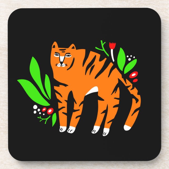 Tiger in flowers coaster (Front)