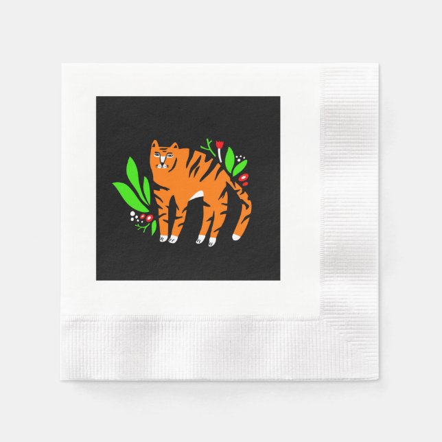 Tiger in flowers napkin (Front)