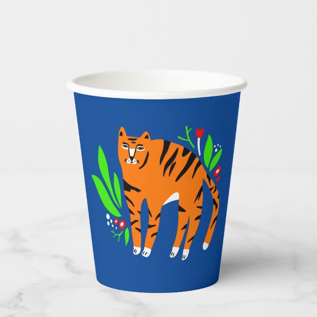 Tiger in flowers paper cups (Front)