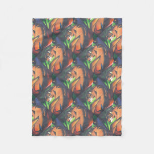 Tiger In Geometric Art Style Franz Marc Fleece Blanket