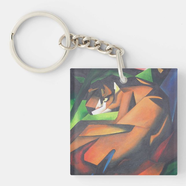 Tiger In Geometric Art Style Franz Marc Keychain (Front)