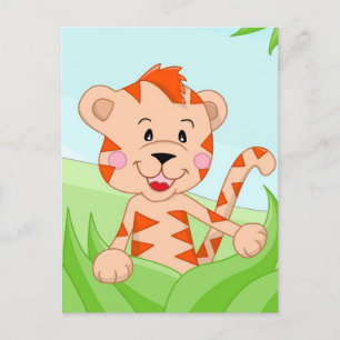 Tiger in grass postcard