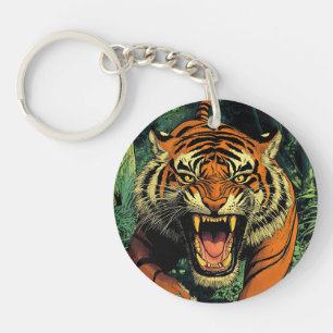 Tiger in jungle keychain