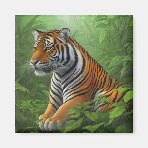 Tiger in jungle magnet
