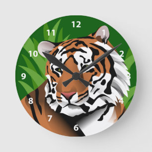 Tiger In Jungle Round Clock