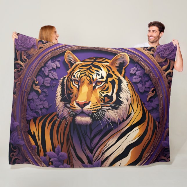 Tiger in purple fleece blanket (In Situ)