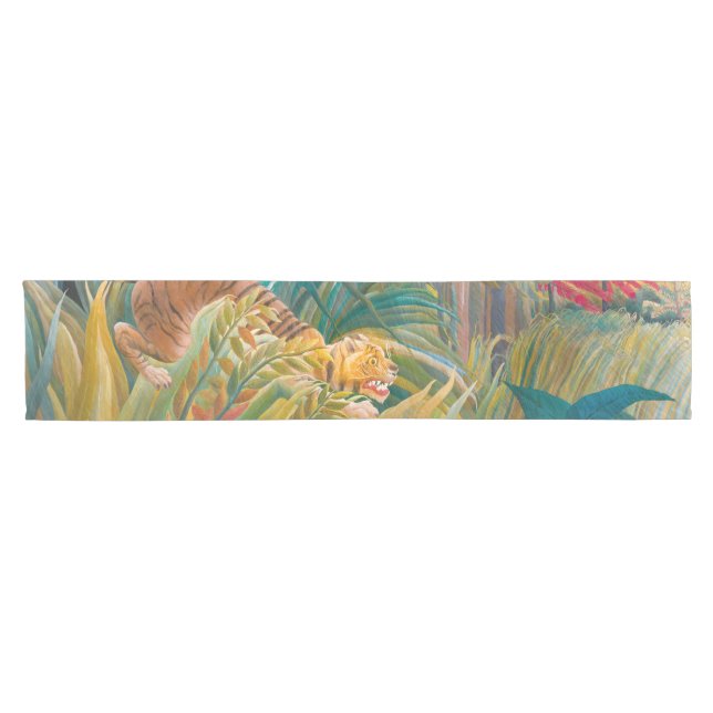 Tiger in Storm Tropical Forest Exotic Jungle Short Table Runner (Horizontal)
