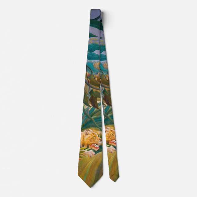 Tiger in Storm Tropical Forest Exotic Jungle Tie (Front)