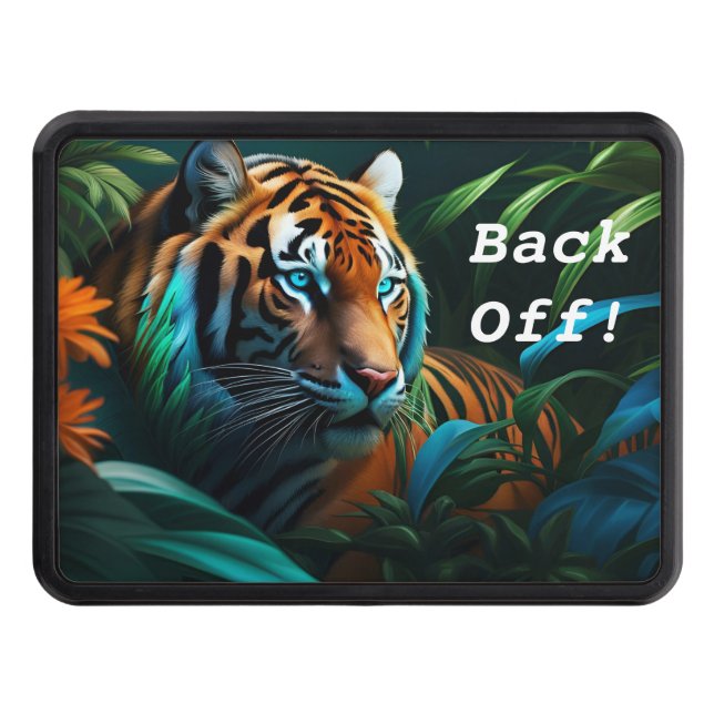 Tiger in the Jungle BACK OFF Trailer Hitch Cover (Front)