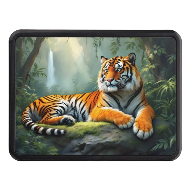 Tiger in the Jungle  Trailer Hitch Cover (Front)