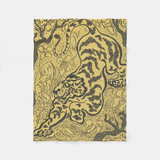 Tiger in the Jungle (Wild Animal) (by Paul Ranson) Fleece Blanket (Front)