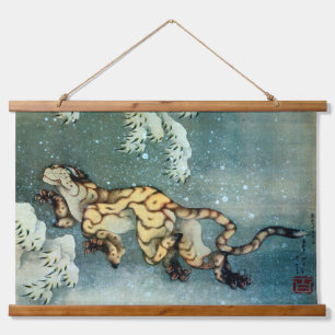 Tiger in the Snow, Hokusai Hanging Tapestry