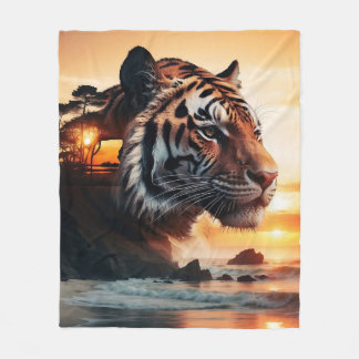Tiger in the sunset / Tiger at sunset Fleece Blanket