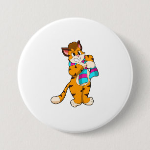 Tiger in Winter with Scarf 3 Inch Round Button