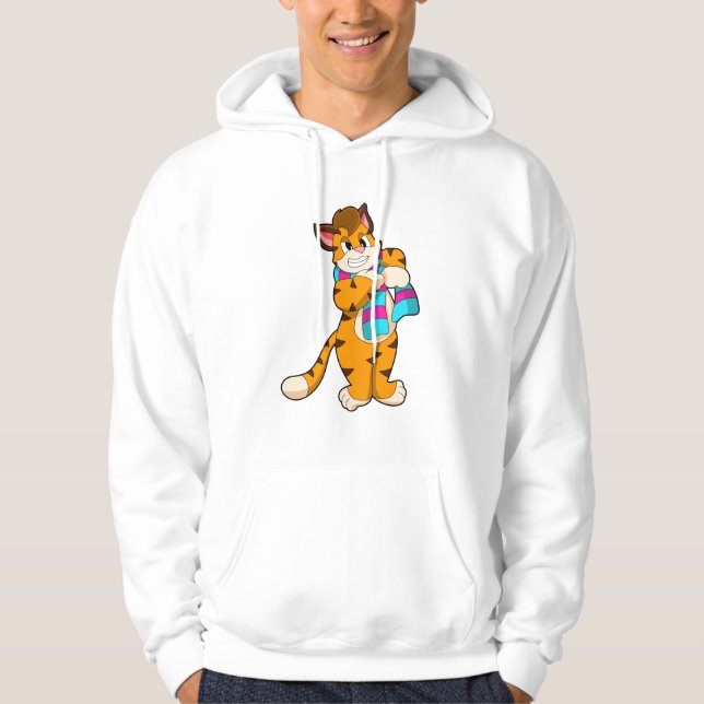 Tiger in Winter with Scarf Hoodie (Front)