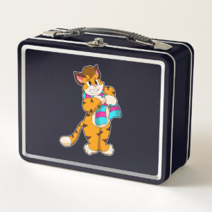 Tiger in Winter with Scarf Metal Lunch Box